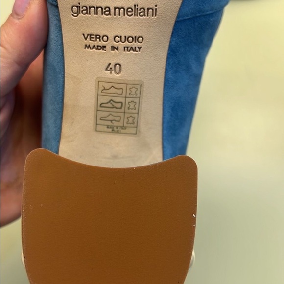 GIANNA MELANI MADE IN ITALY SUEDE LEATHER Dusty Blue Fringe shoes - Picture 11 of 11